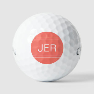 Coral Monogrammed Initial Personalized Golfer Golf Balls
