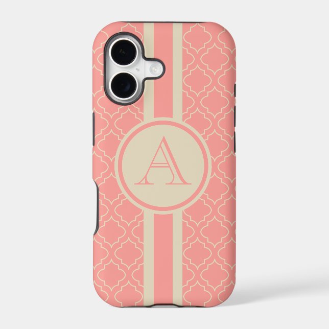 Coral Monogrammed iPhone 5 Case (Back)