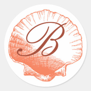 Coral Monogrammed Sea Shell Sticker