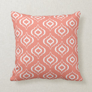 Coral Moroccan Pattern Throw Pillow