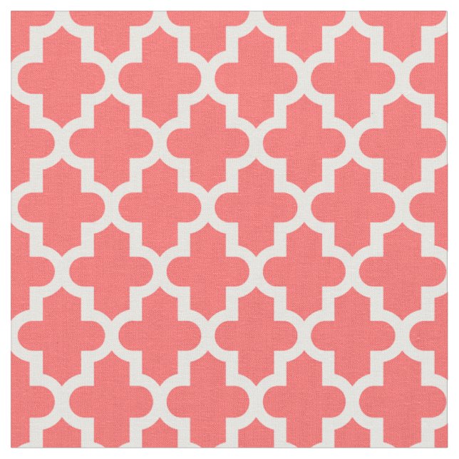 Coral Moroccan Print Fabric (Close Up)