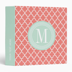 Coral Moroccan Tiles Lattice Personalized Binder