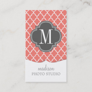 Coral Moroccan Tiles Lattice Personalized Business Card