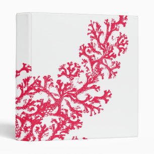 Coral Motif Red On White Binder