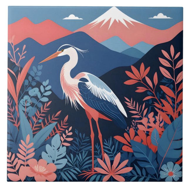 coral mountain heron tile (Front)
