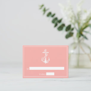 Coral Nautical Anchor Wedding Place Cards