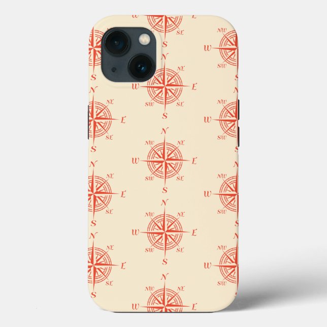 Coral Nautical Sailing Compass Case-Mate iPhone Case (Back)