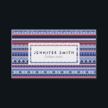 Coral, navy and blue pattern business card<br><div class="desc">A modern design featuring an Aztec geometric pattern in blue,  white,  coral and navy.</div>