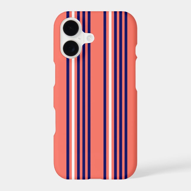 Coral, navy blue and white five stripes pattern (Back)