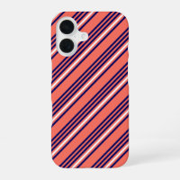 Coral, navy blue and white five stripes pattern