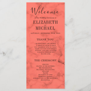 Coral Navy Blue  Elegant Modern Wedding Program