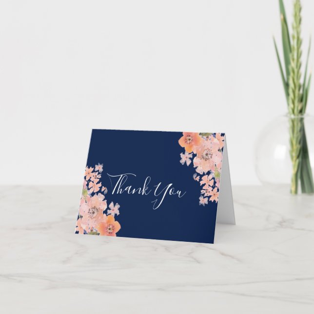 Coral & Navy Floral Scripture Thank You Card (Front)