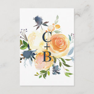 Coral Navy Watercolor Floral Wedding Accommodation Enclosure Card