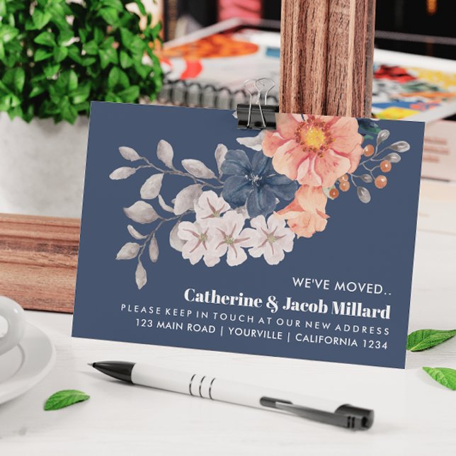 Coral Navy We've moved New address New House  Post Postcard (Creator Uploaded)