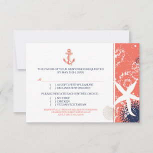 Coral Navy White Nautical Wedding Response
