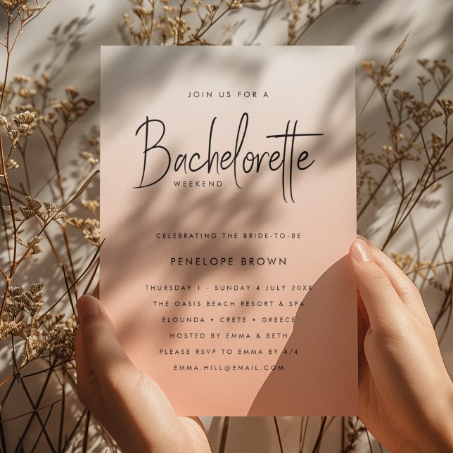 Coral Ombre | Bachelorette Weekend Peach Invitation (Creator Uploaded)