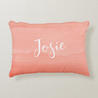 Coral Ombre with Name Accent Pillow