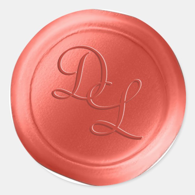 Coral Orange 2 Lettre Monogramme Stickers cire (Devant)