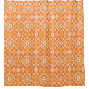 Coral Orange and Cream Batik Medallion Pattern