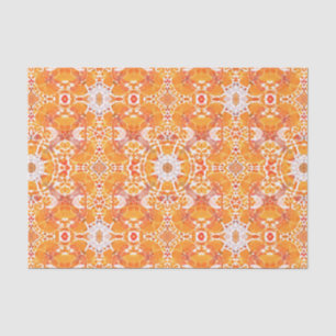 Coral Orange and Cream Batik Medallion Pattern  Tissue Paper