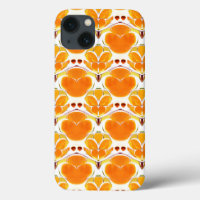 Coral Orange and Cream Batik Pattern 