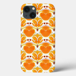 Coral Orange and Cream Batik Pattern  iPhone 13 Case