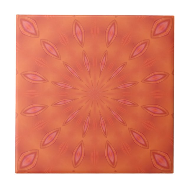 Coral, Orange and Pink Starburst Tile (Front)