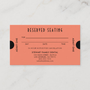 Coral Orange Art Deco Reserved Seating Dental Appointment Card