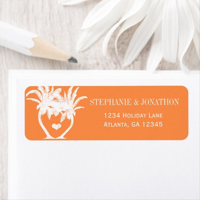 Coral Orange Beach Palm Tree Destination Mariage (En situation)
