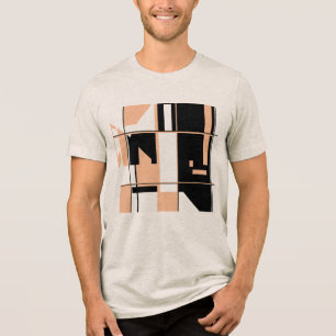 Coral Orange Black Abstract Art Gameboard Design Tri-Blend Shirt