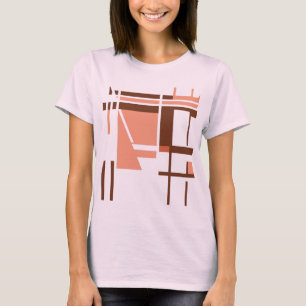 Coral Orange Brown Geometric Abstract MCM Look T-Shirt