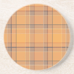 Coral, orange, brown tartan plaid. coaster