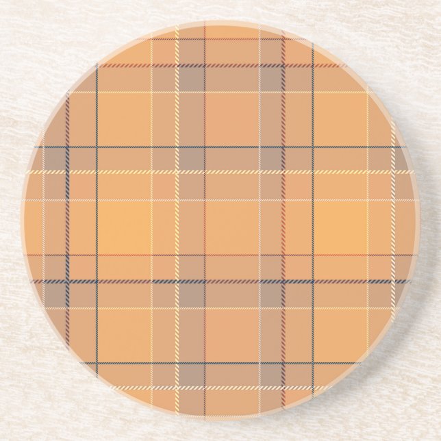 Coral, orange, brown tartan plaid.  coaster (Front)