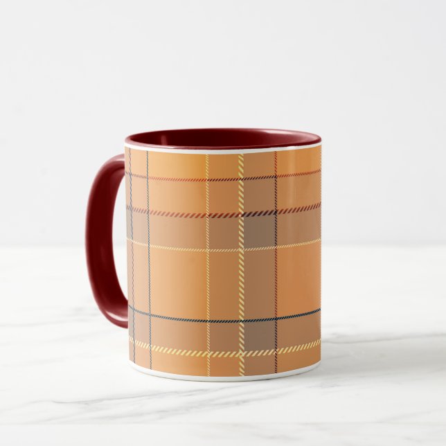 Coral, orange, brown tartan plaid. mug (Front Left)