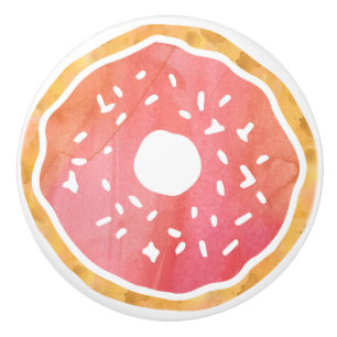 Coral Orange Doughnut Ceramic Knob