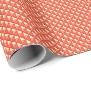 Coral orange, enamel look, studded grid wrapping paper