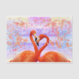 Coral orange flamingos tissue paper