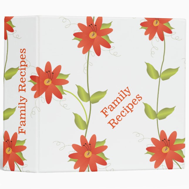 Coral Orange Floral Binder (Front/Spine)