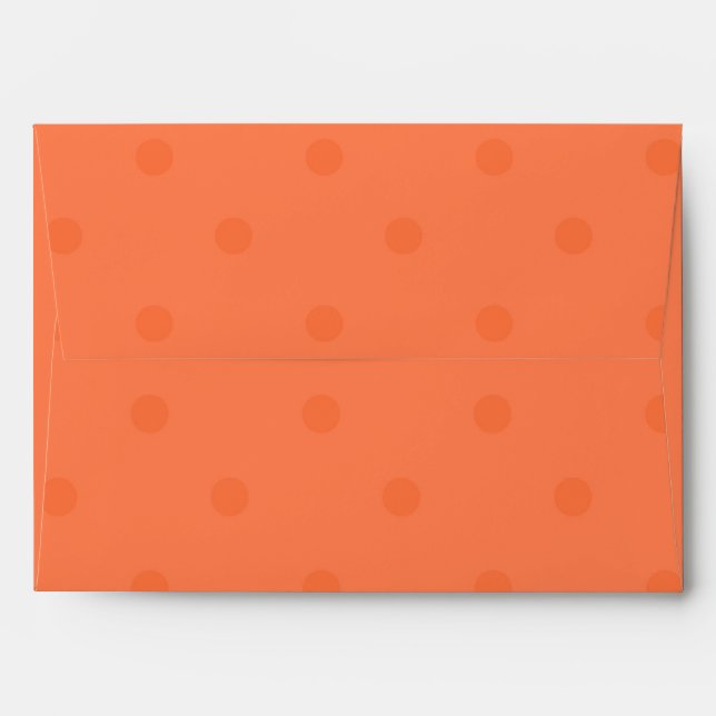 Coral Orange Polka Dots Party Invitation Envelope (Back (Top Flap))