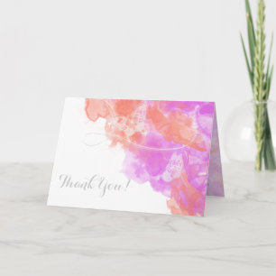 Coral Orchid Watercolor Butterfly Bliss Thank You Card