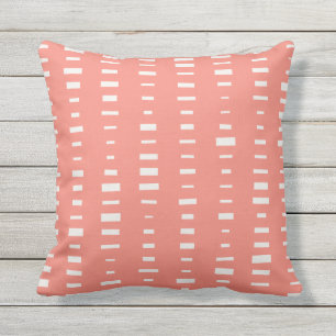Coral Outdoor Pillows - Block Stripe