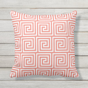 Coral Outdoor Pillows Greek Key
