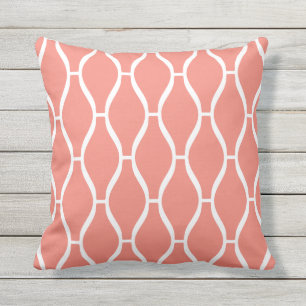 Coral Outdoor Pillows - Greek Trellis