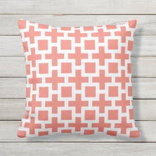 Coral Outdoor Pillows Squares Trellis