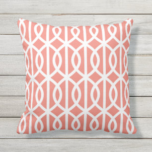 Coral Outdoor Pillows Twist Trellis Pattern