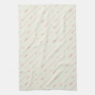 Coral Outlined Arrows Pattern Kitchen Towel