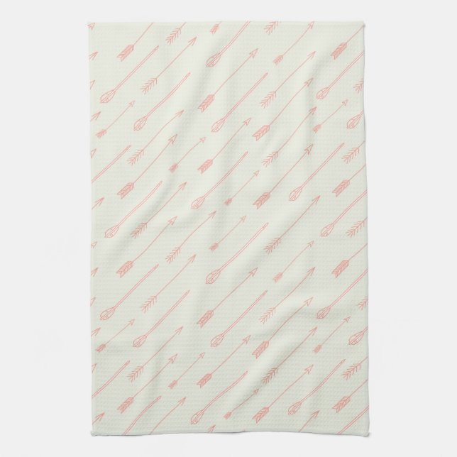 Coral Outlined Arrows Pattern Kitchen Towel (Vertical)