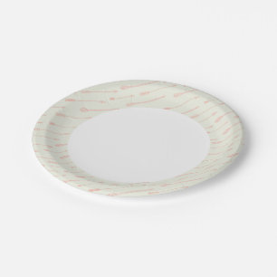 Coral Outlined Arrows Pattern Paper Plate