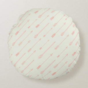 Coral Outlined Arrows Pattern Round Pillow