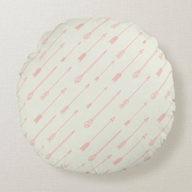 Coral Outlined Arrows Pattern Round Pillow (Front)